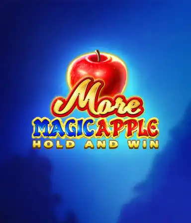Скриншот игрового автомата More Magic Apple от 3 Oaks Gaming, показывающего сказочную атмосферу с персонажами из сказки, включая замки, магические яблоки и любимых сказочных героев. В центре виден название слота More Magic Apple, сопровождаемый яркими и привлекательными изображениями, формирующими атмосферу сказочного приключения.